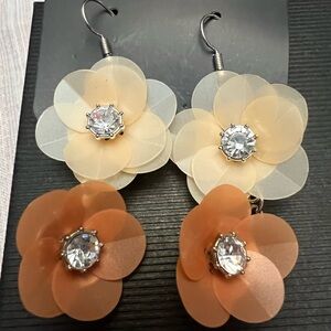 Paparazzi Cream and Tan Floral Earrings